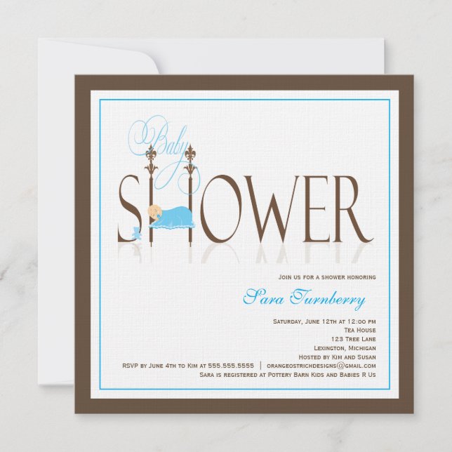 Invitation de baby shower de garçon - bébé de (Devant)