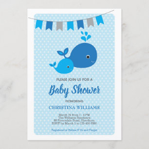 Invitation de baby shower de garçon de baleine