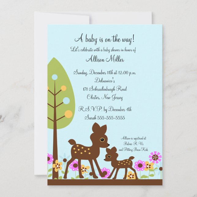 Invitation de baby shower de garçon de cerfs (Devant)