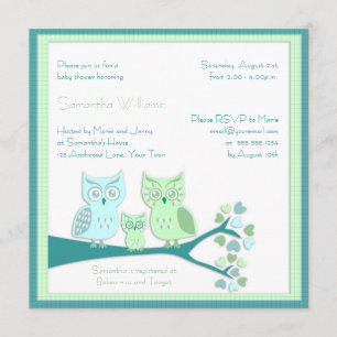 Invitation de baby shower de garçon de hibou