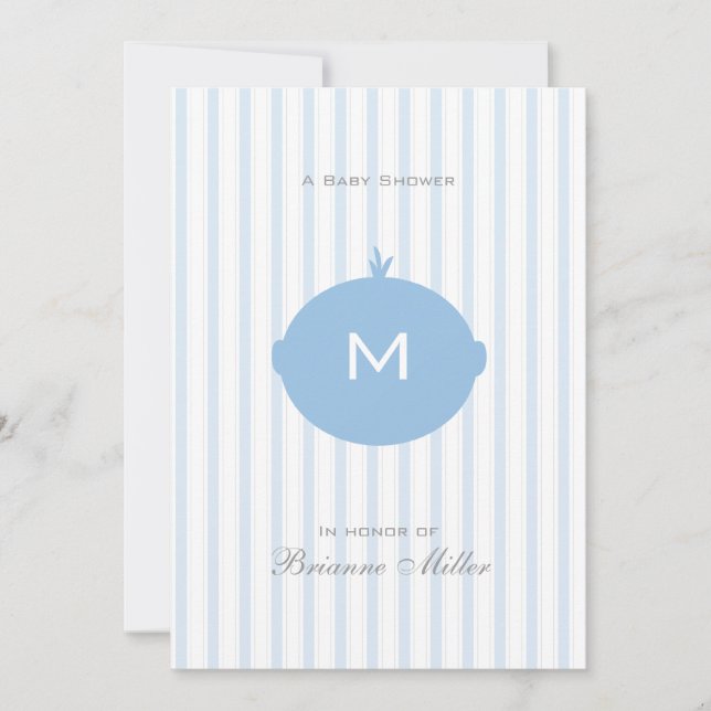 Invitation de baby shower de garçon de monogramme (Devant)