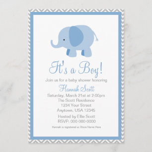 Invitation de baby shower de garçon d'éléphant de