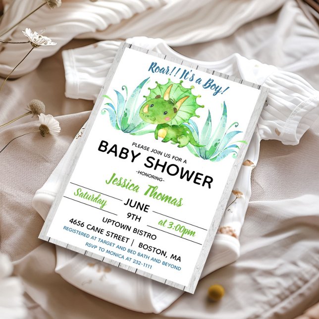 Invitation de Baby shower de garçon Dinosaur rusti (Créateur téléchargé)
