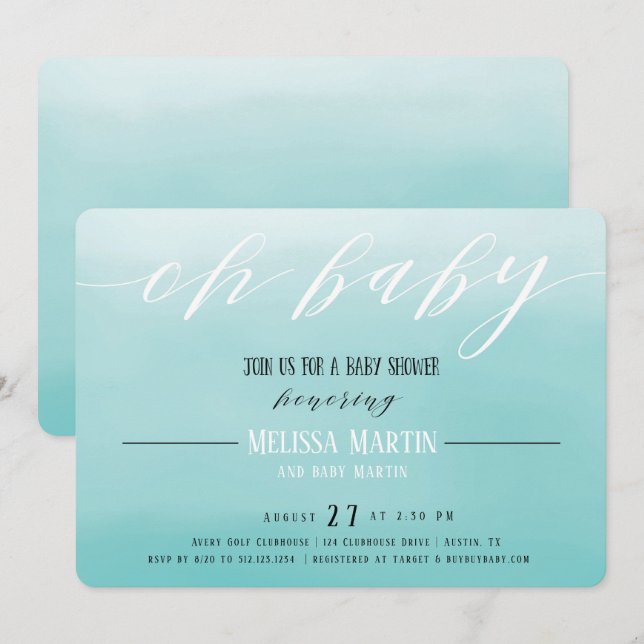 Invitation de baby shower de garçon d'Ombre de (Devant / Derrière)
