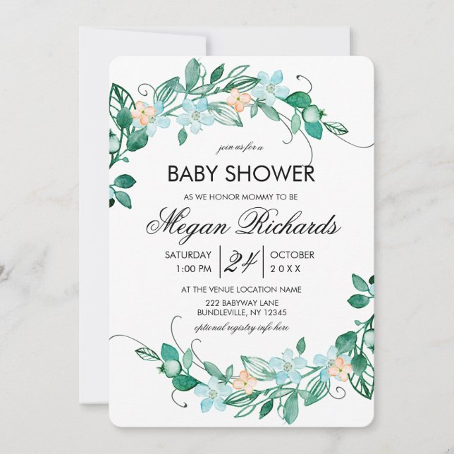 Invitation de Baby shower de germe de pêche à la m (Devant)