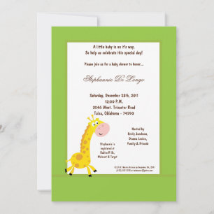 Invitation de Baby shower de girafe verte 5x7