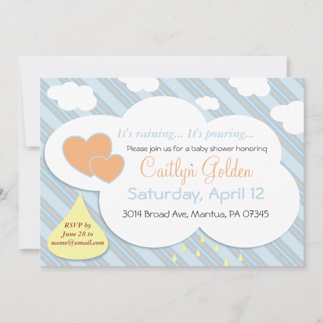 Invitation de baby shower de gouttes de pluie et (Devant)