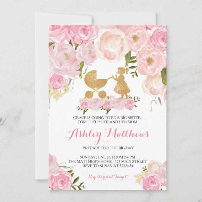 invitation de baby shower de grande soeur (Devant)
