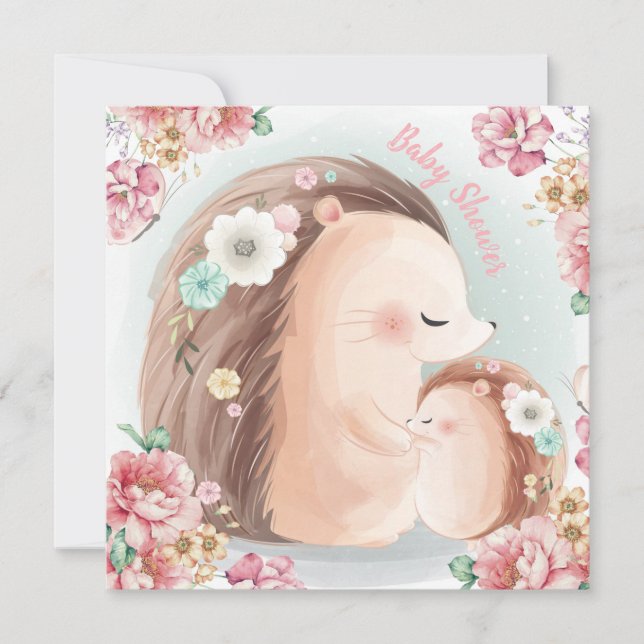 Invitation de Baby shower de hérisson (Devant)