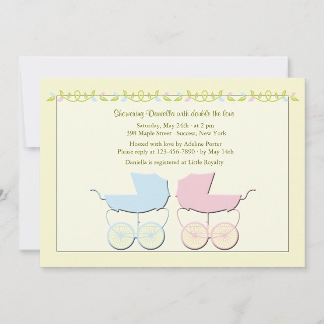 Invitation de baby shower de jumeaux de garçon et (Devant)