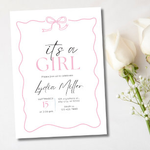 Invitation de Baby shower de la croupe rose, Baby 