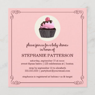 Invitation de Baby shower de la fille de Cupcake à