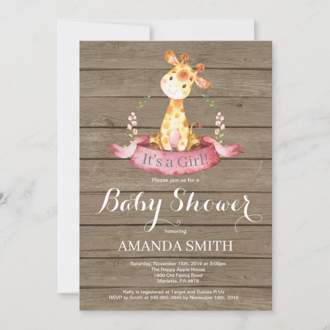 Invitation de Baby shower de la Girafe russe (Devant)