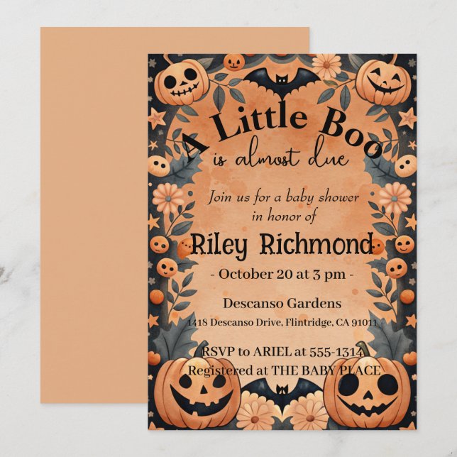 Invitation de Baby shower de la petite boîte d'Hal (Devant / Derrière)