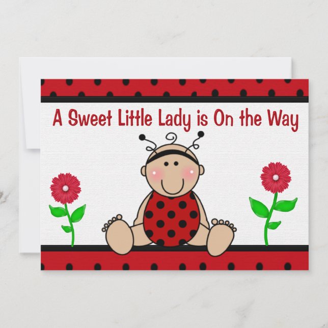 Invitation de Baby shower de Ladybug (Devant)