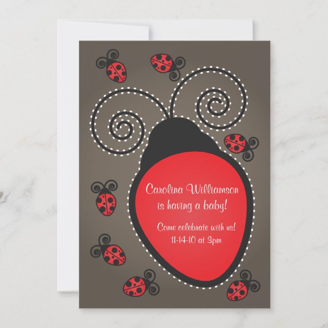 Invitation de Baby shower de Ladybug (Devant)