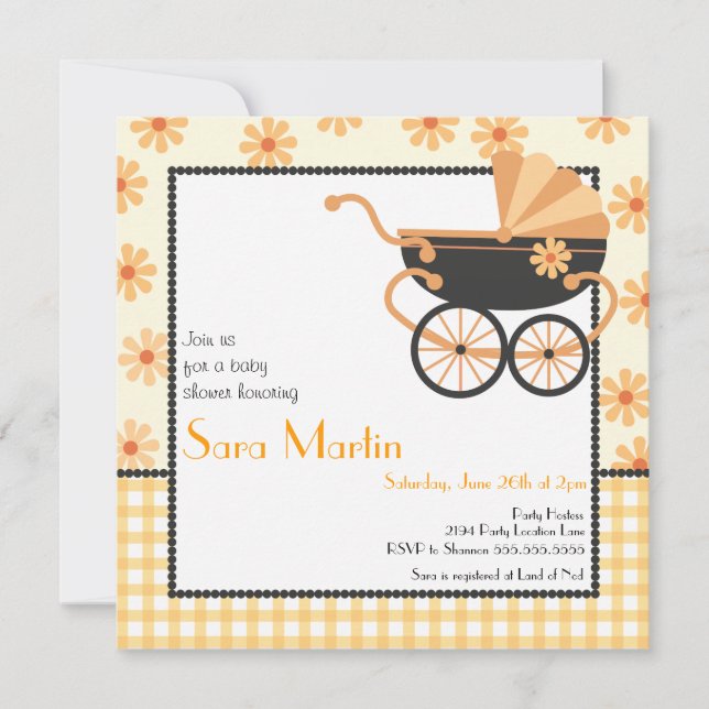 Invitation de baby shower de landau (Devant)