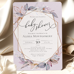 Invitation de Baby shower de lavande violet géomét