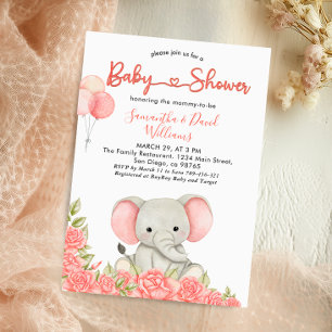 Invitation de Baby shower de l'éléphant bleu charm