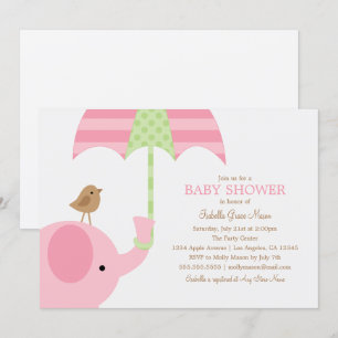 Invitation de baby shower de l'éléphant de roses