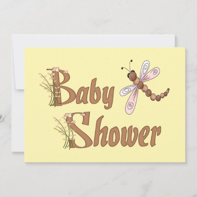 Invitation de baby shower de libellule (Devant)