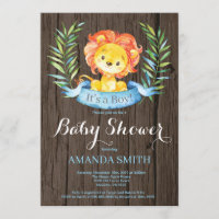 Invitation de Baby shower de Lion Garçon Rustique