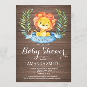 Invitation de Baby shower de Lion Garçon Rustique