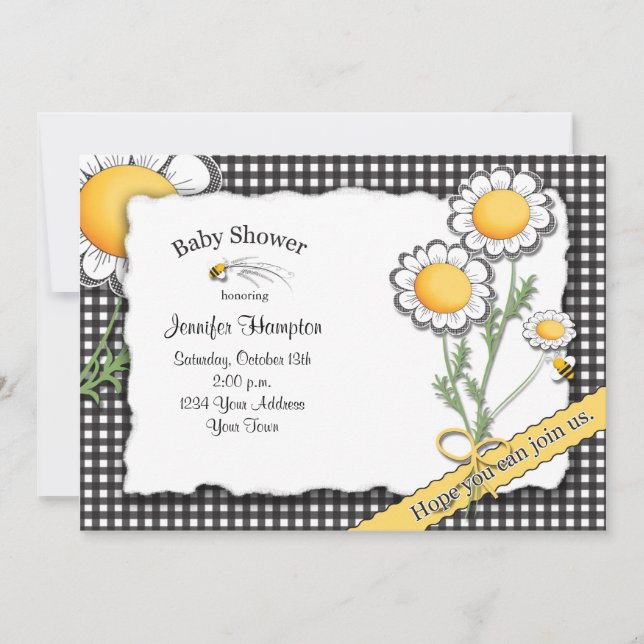 Invitation de baby shower de marguerite et de (Devant)
