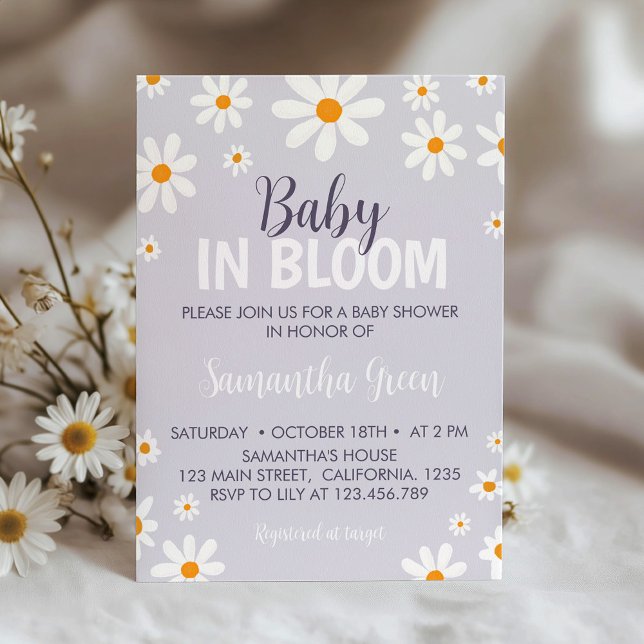 Invitation de Baby shower de marguerite violet rét (Créateur téléchargé)