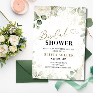 Invitation de Baby Shower de mariage Vert et Or, E