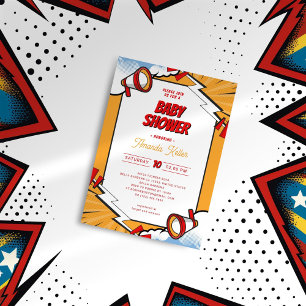 Invitation de Baby shower de mégaphone comique