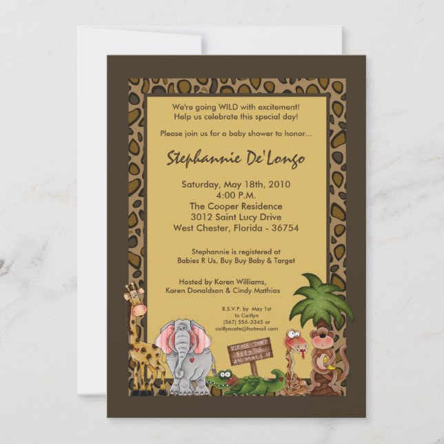 invitation de baby shower de moine de girafe de (Devant)