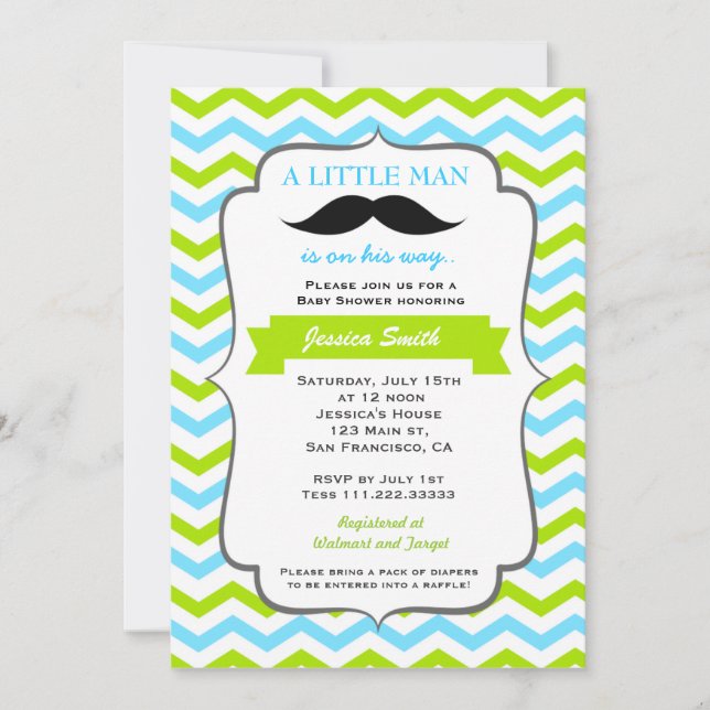 Invitation de baby shower de moustache (Devant)