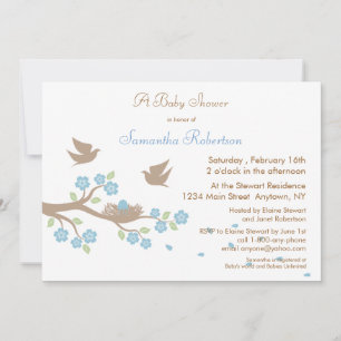 Invitation de baby shower de nid d'oiseaux