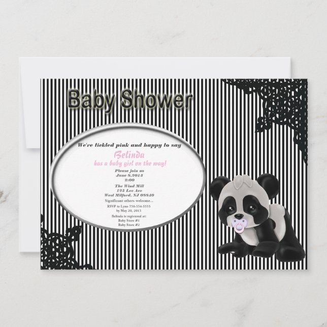Invitation de baby shower de panda de bébé de (Devant)