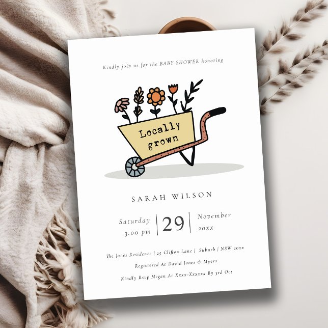 Invitation de Baby shower de panier de fleurs jaun (Créateur téléchargé)