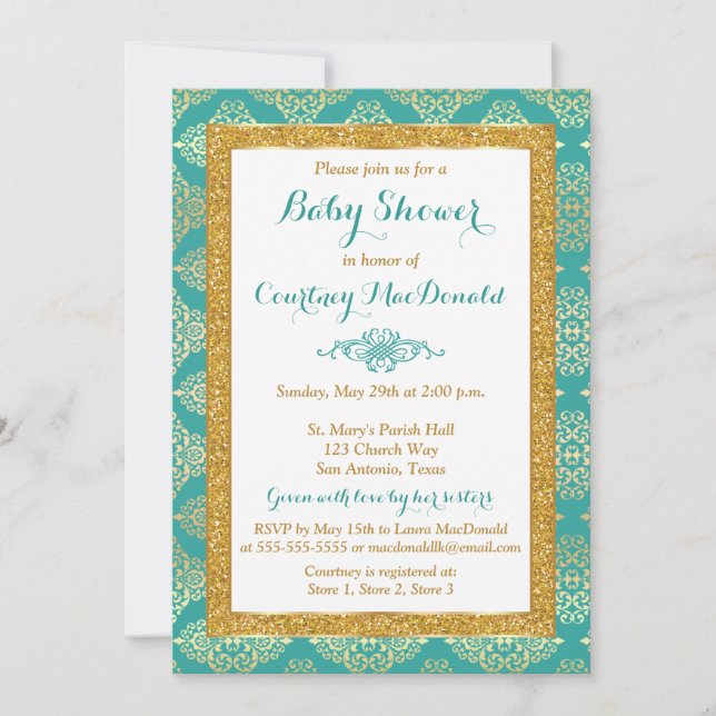 Invitation de Baby shower de Parties scintillant t (Devant)