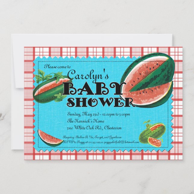 Invitation de baby shower de pastèque (Devant)