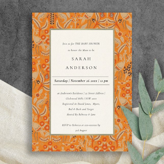 Invitation de Baby shower de Peacock rouge rouille (Créateur téléchargé)