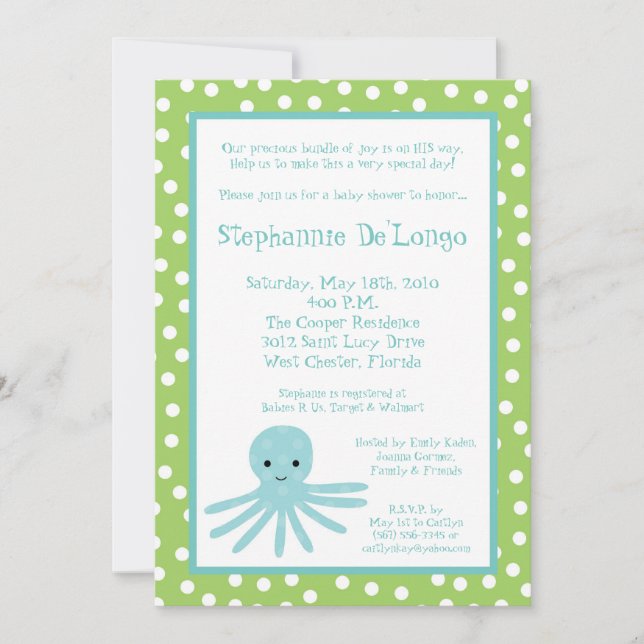Invitation de Baby shower de pieuvre océanique {TB (Devant)