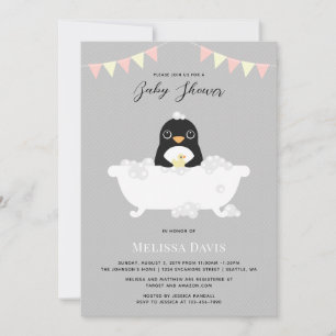 Invitation de Baby shower de pingouin