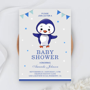 Invitation de Baby shower de pingouin mignon