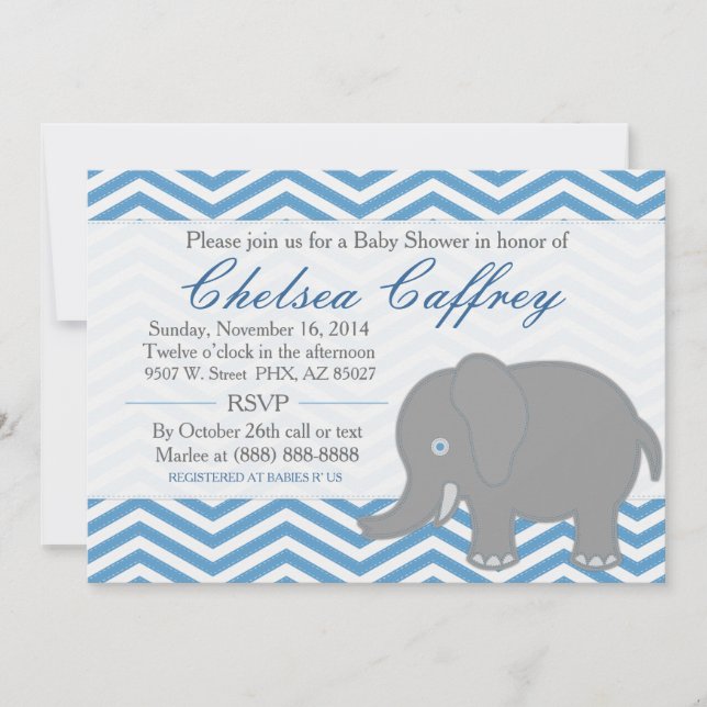 Invitation de baby shower de point d'éléphant de (Devant)