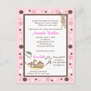 Invitation de Baby shower de point rose 4 x 5 pour
