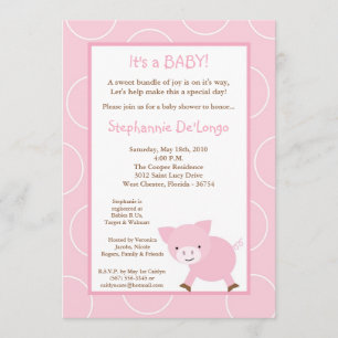 invitation de baby shower de porc de rose d'animal