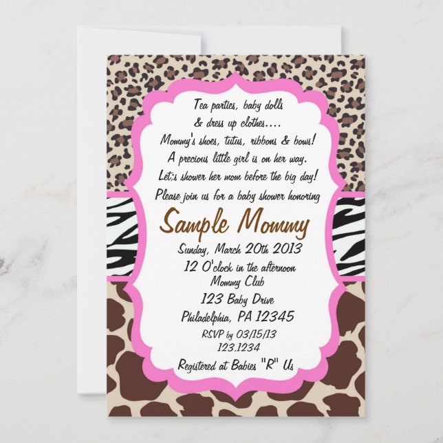 Invitation de baby shower de poster de animal (Devant)