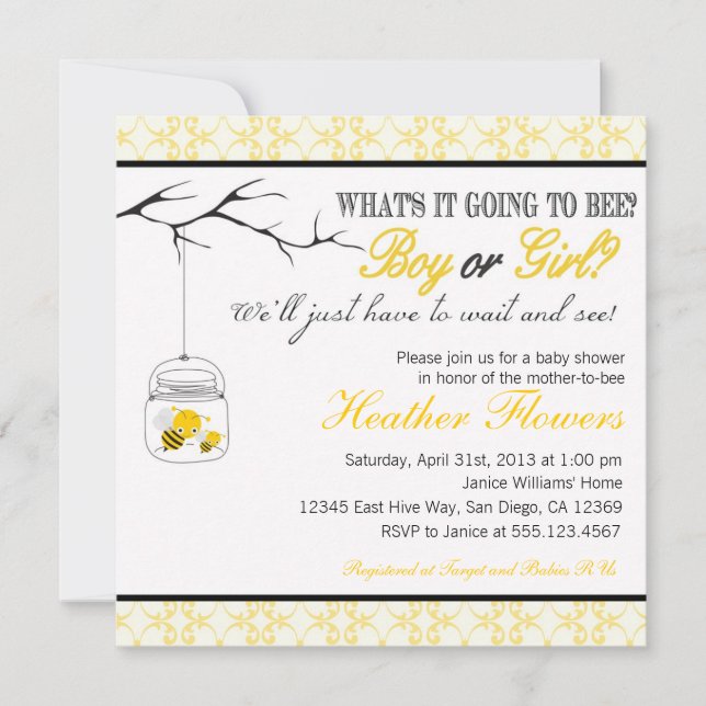 Invitation de baby shower de pot de maçon (Devant)
