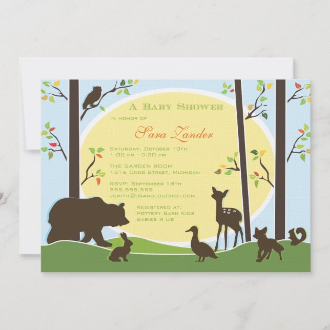 Invitation de baby shower de région boisée (Devant)