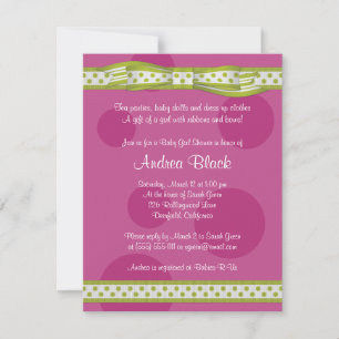 Invitation de Baby shower de ruban Pink Green Polk