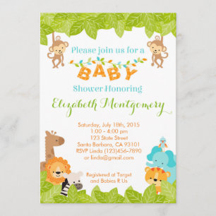 Invitation de baby shower de safari avec des